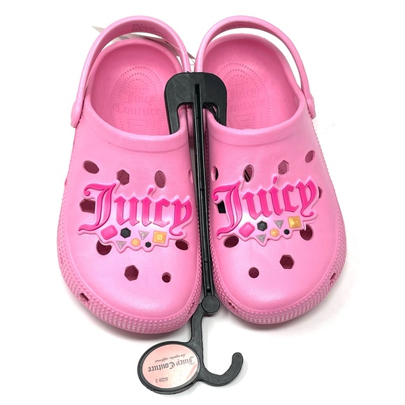 JUICY COUTURE Clogs Shoes Kids Little Girls SIZE 2M Barbie Pink Gems Sandals NWT - Picture 4 of 14